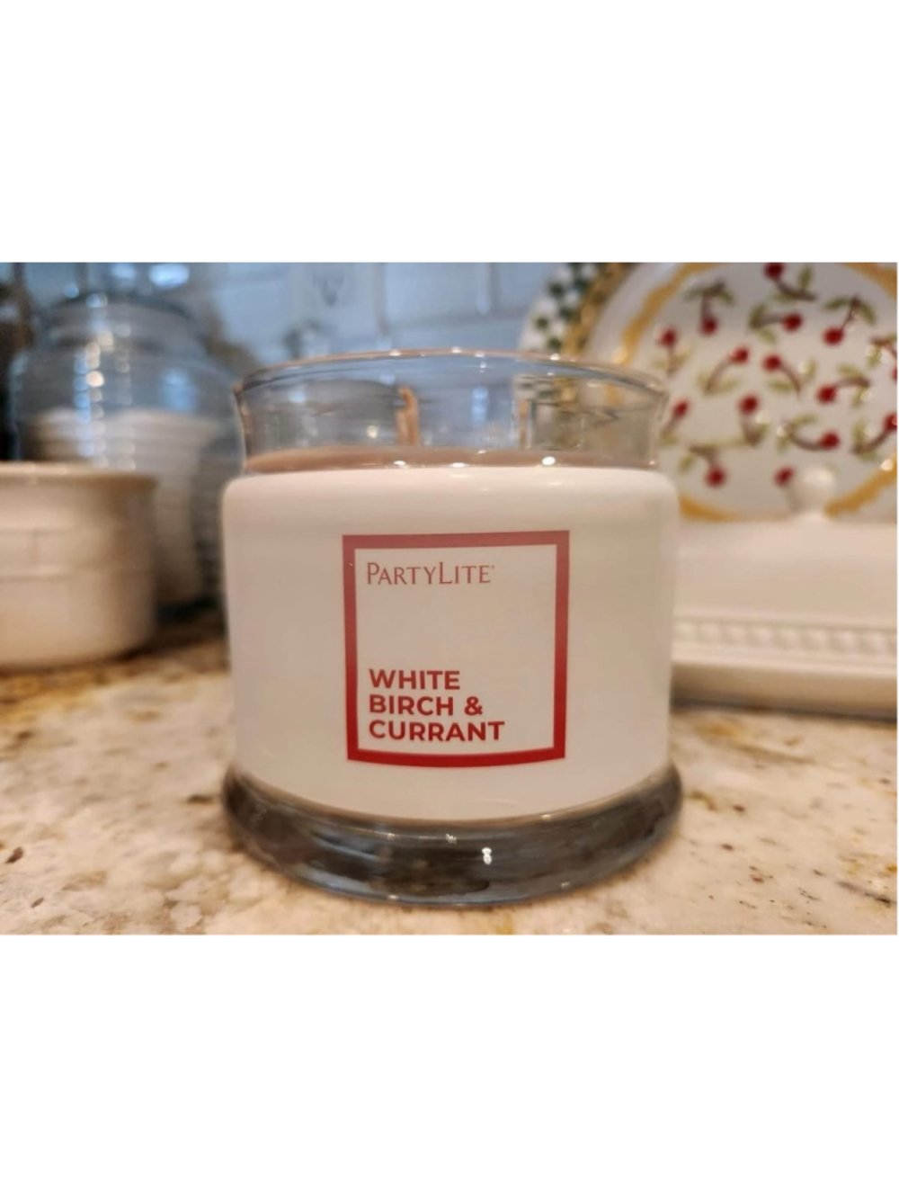 PartyLite Gray White Birch and Currant Fruity 3-wick Fall Holiday candle